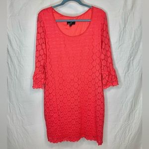 Ronni Nicole Coral Pink Lace Overlay Sheath Dress